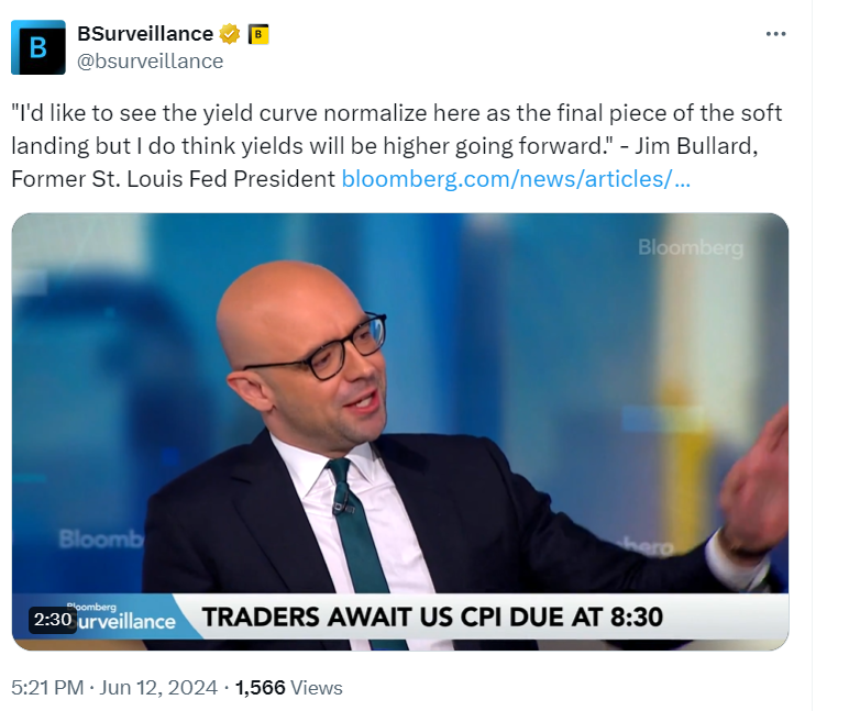 Jim Bullard on Yield Curve Normalization"

Source: Bloomberg Surveillance