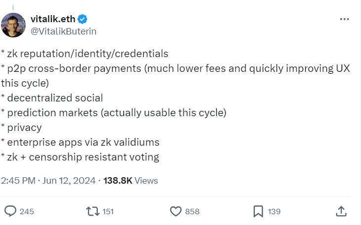 Vitalik Buterin Highlights Key Crypto Developments"

Source: Twitter/@VitalikButerin