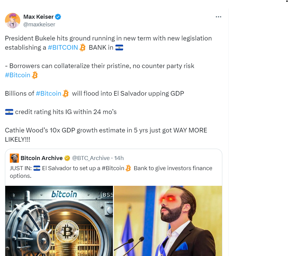 Max Keiser Highlights El Salvador's Bitcoin Bank Legislation