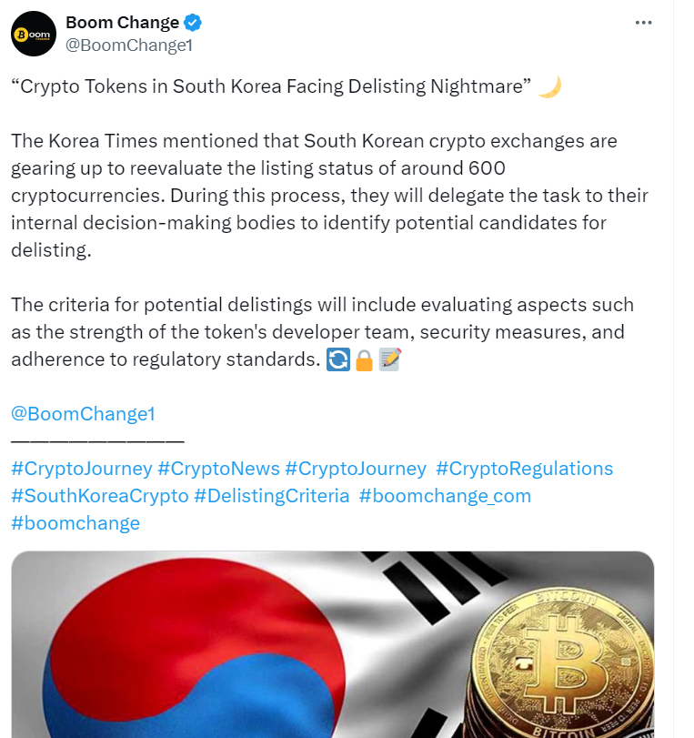 South Korean Crypto Delisting Challenge
Source: Boom Change