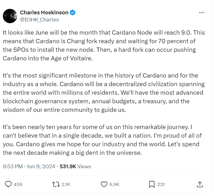 Charles Hoskinson Announces Cardano Voltaire Hard Fork Timeline
Source: @IOHK_Charles