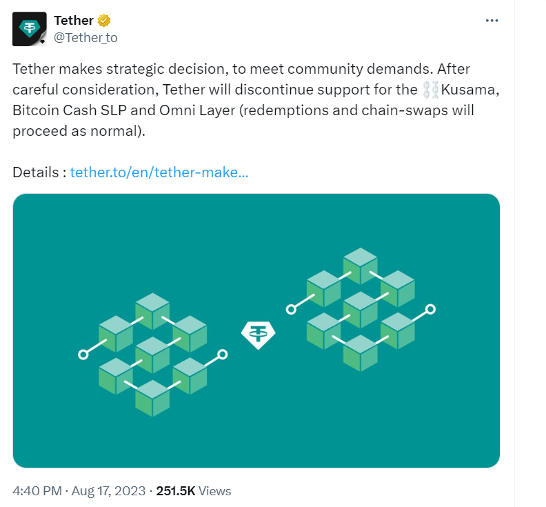 
Tether's Strategic Shift in Blockchain Support (Source: @Tether_to