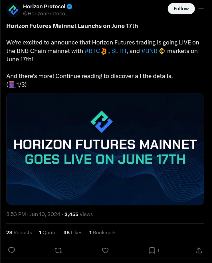 Horizon crypto project going to launch ita futures mainnet