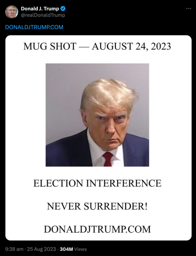  Trump's Mug Shot NFT Promotion  Source: Donald J. Trump 