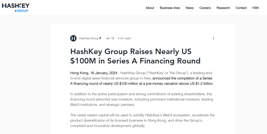 HashKey Raises $100M in Series A Funding

Source: HashKey Group