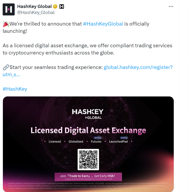 HashKey Global Launches Licensed Exchange

Source: HashKey Global
