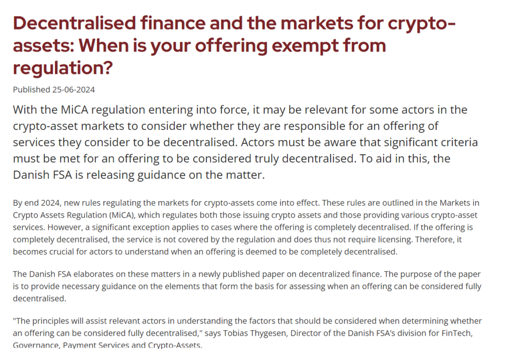 Understanding Decentralized Finance Regulations" - Source: Danish FSA