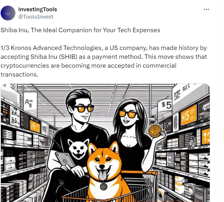 Shiba Inu Adopted for Tech Payments - Source: InvestingTools 