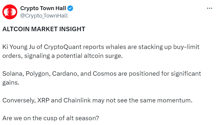 Altcoin Surge Insight
Source: @Crypto_TownHall