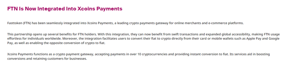 FTN Integrated with Xcoins for Enhanced Payment Options