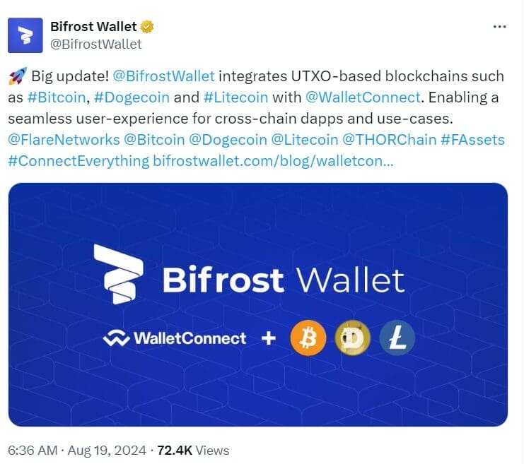 Bifrost Wallet Integrates UTXO BlockchainsSource: Bifrost Wallet 