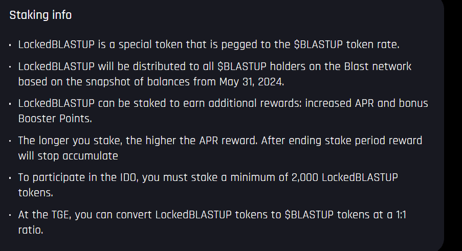 BlastUP Staking Details | Source: BlastUP.io