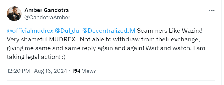 Amber Gandotra Mudrex Allegation
Source: @GandotraAmber