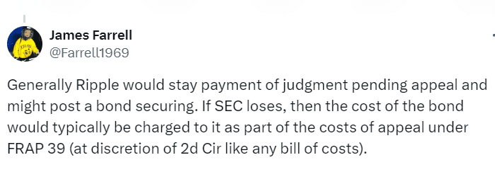 Ripple Appeal Bond Costs 