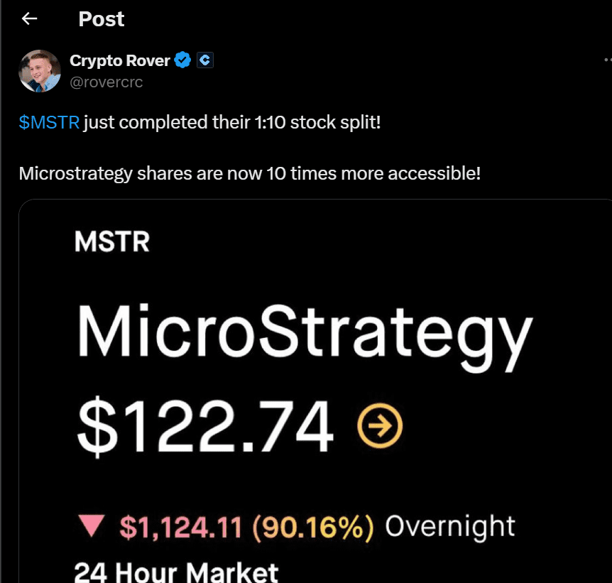 MSTR stock split MicroStrategy