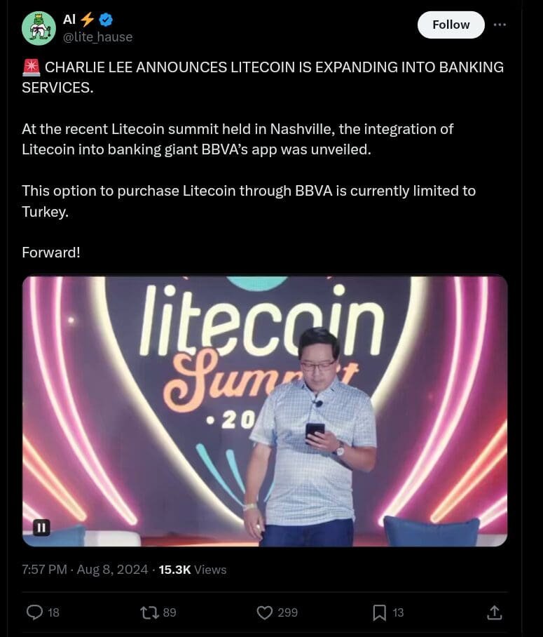 Charlie Lee Announces Litecoin Expanding to Banking Services
