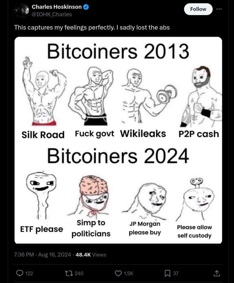 Cardano Founder Charles Hoskinson Shares Bitcoin Meme
