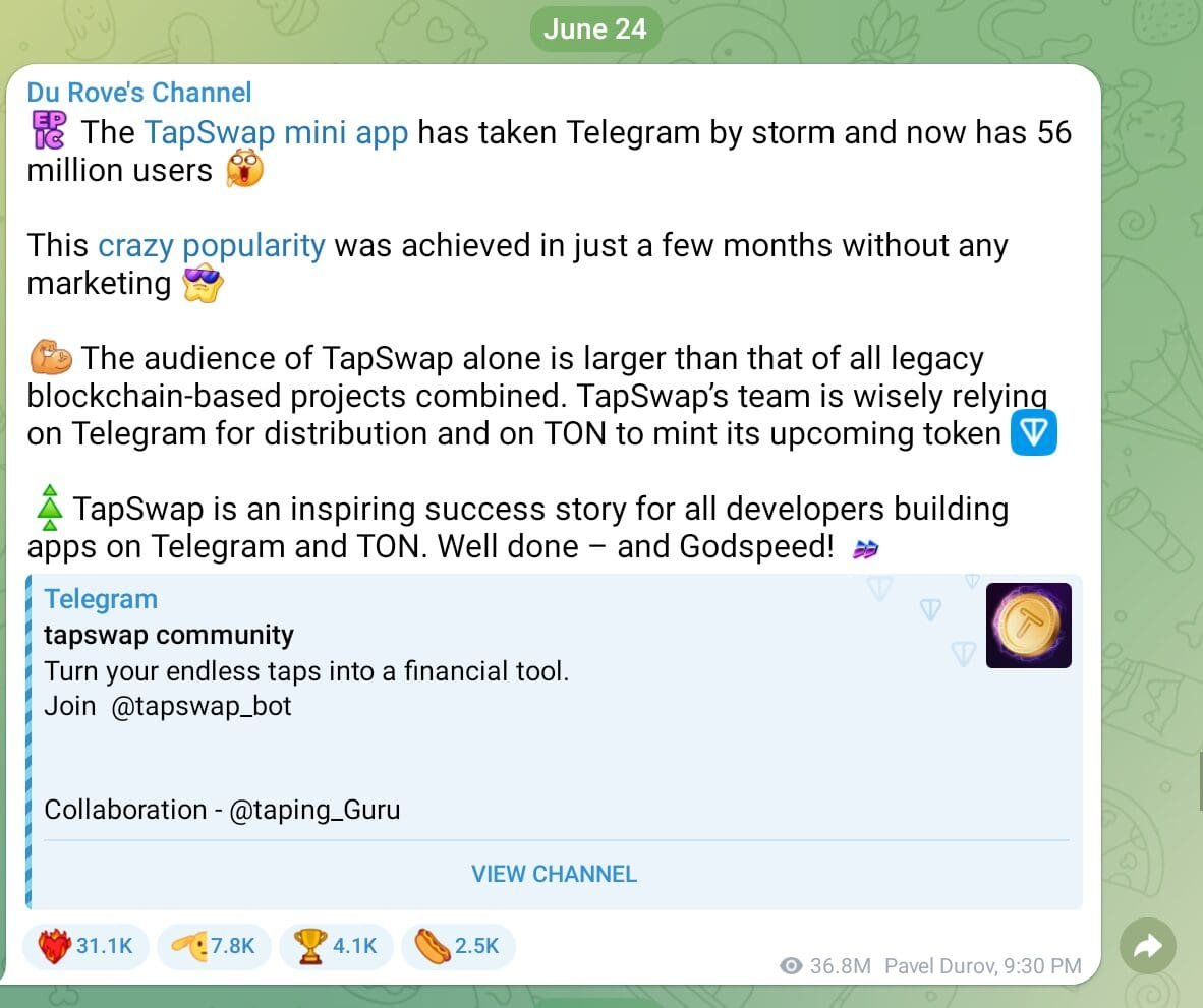 TapSwap amassed 56M users