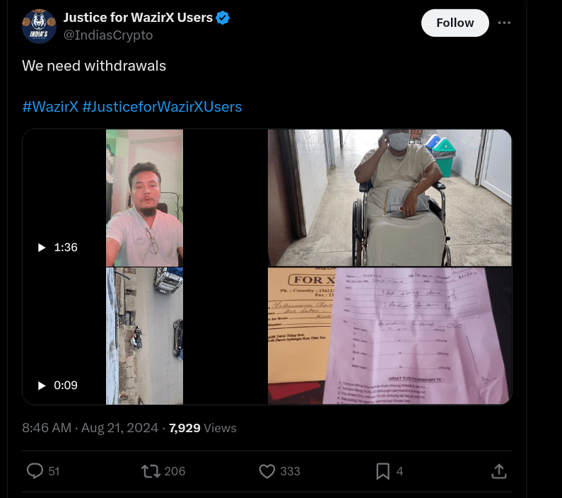 WazirX users asking for withdrawal 