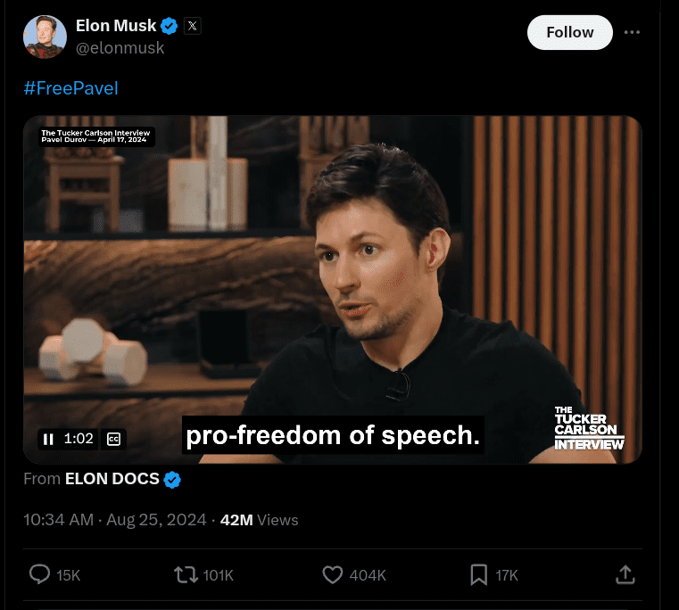 Elon musk #FreePavel tweet