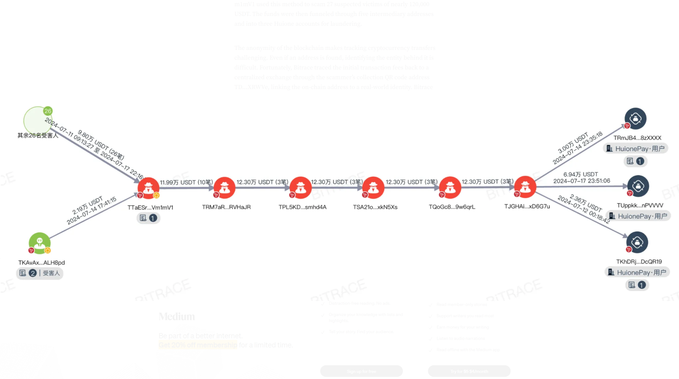 USDT Chain Flow Analysis - Source: Bitrace