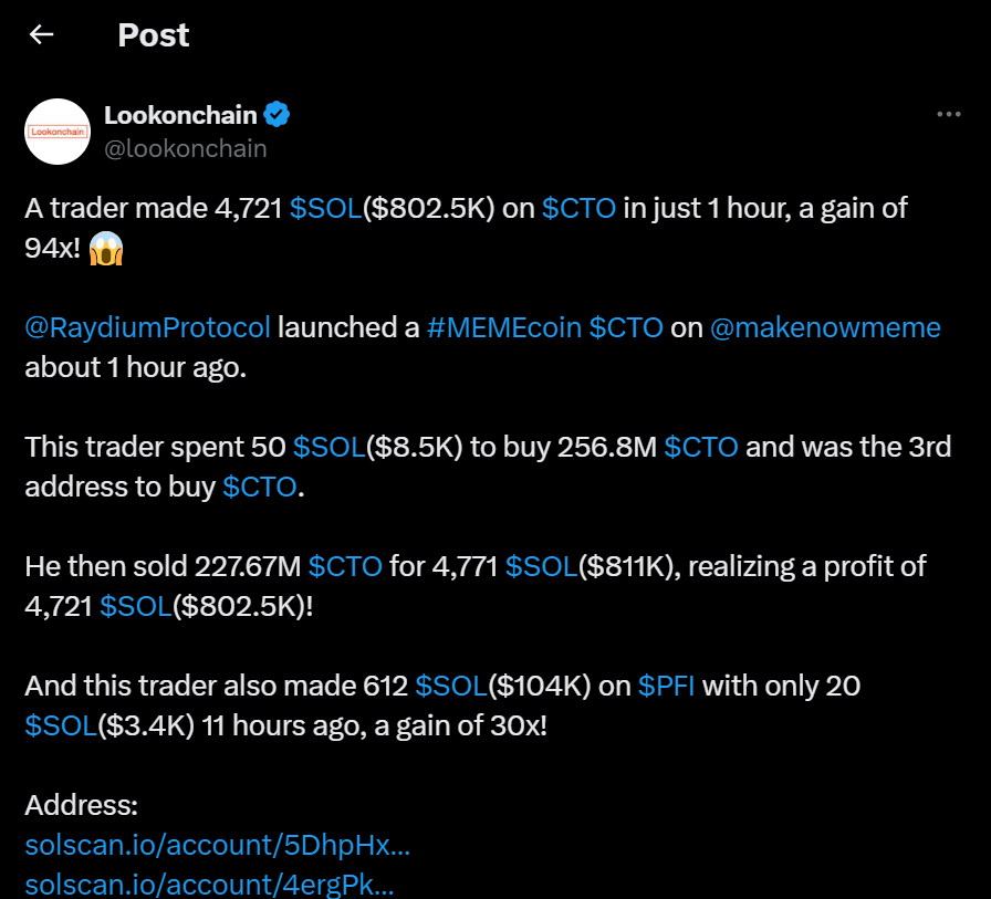 Solana Memecoin CTO 