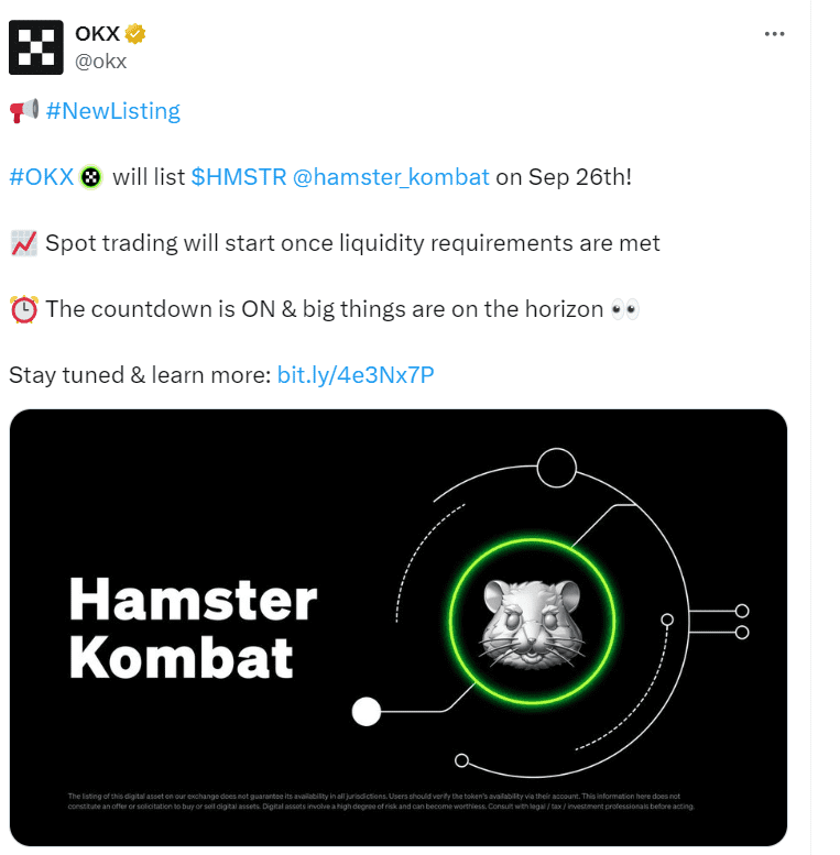 OKX-HMSTR-Token-Listing"Source: OKX