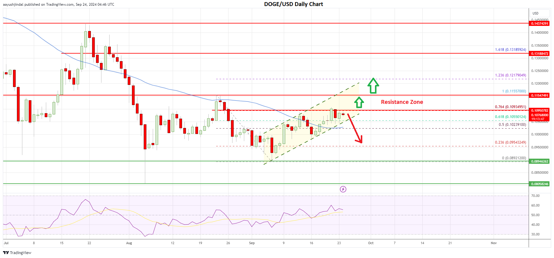 Dogecoin price daily chart | Source: DOGE/USD on TradingView.com