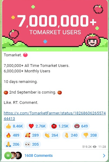 Tomarket Surpasses 7 Million Users