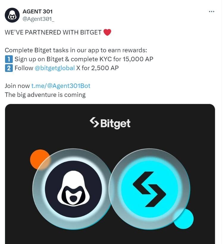 Agent 301 Partners with Bitget"