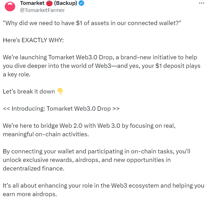 Tomarket Web3.0 Drop Overview