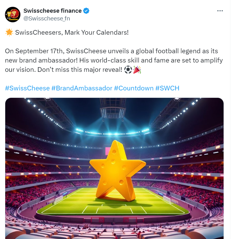 SwissCheese Brand Ambassador Tease - Source: SwissCheese Finance
