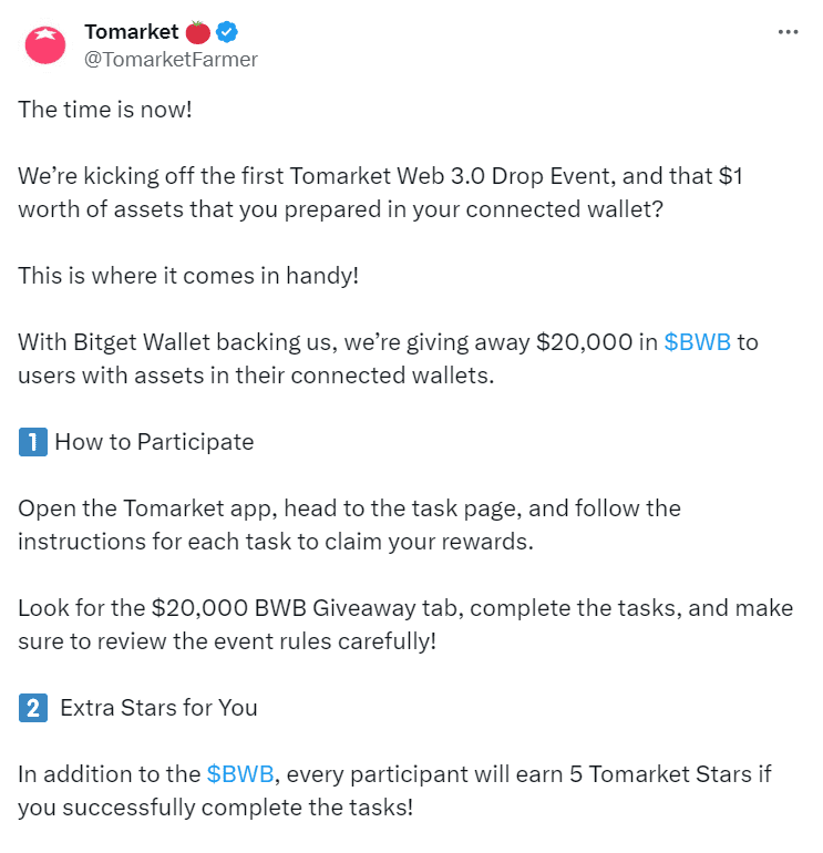 Tomarket Web 3.0 Drop Event - Source: @TomarketFarmer