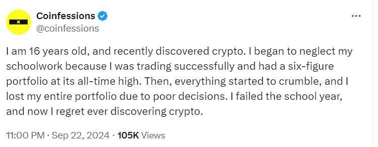 Teen Trader's Regret - Coinfessions