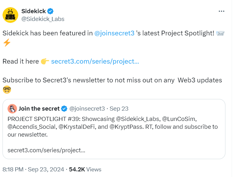 Sidekick Spotlight in Secret3 | Source: Secret3.com