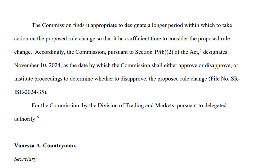 SEC Decision Extension on ISE-2024-35