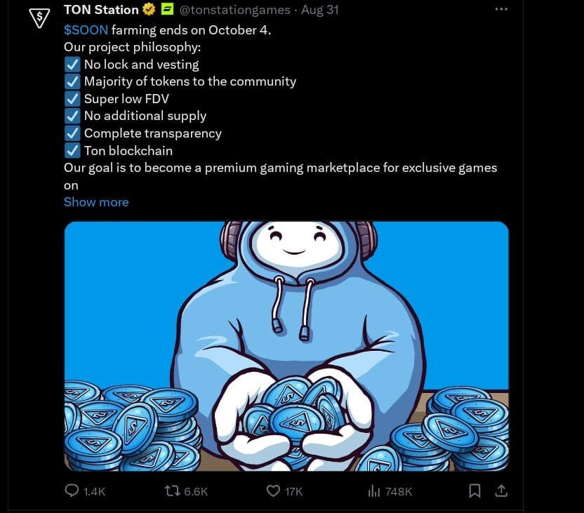 TON Station to End $SOON Token Farming, Upcoming Listings And Airdrop Details Inside