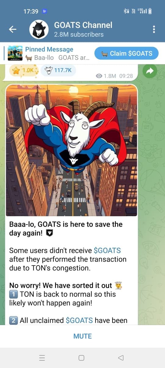 GOATS Superhero Saves the Day" Source: GOATS Channel on Telegram