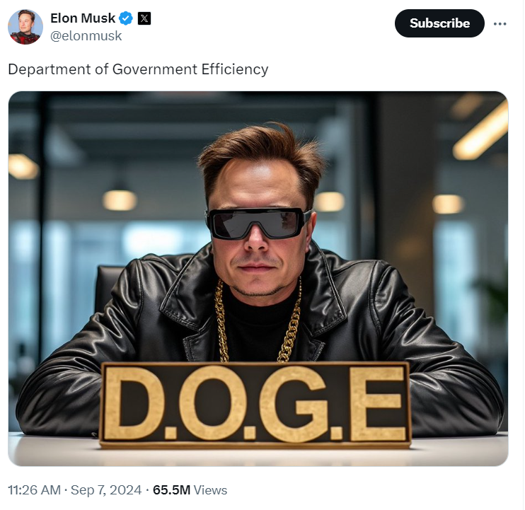 Elon Musk's DOGE Gov Meme | Source: @elonmusk