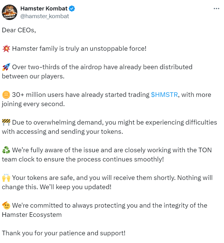 Hamster Kombat Airdrop Update