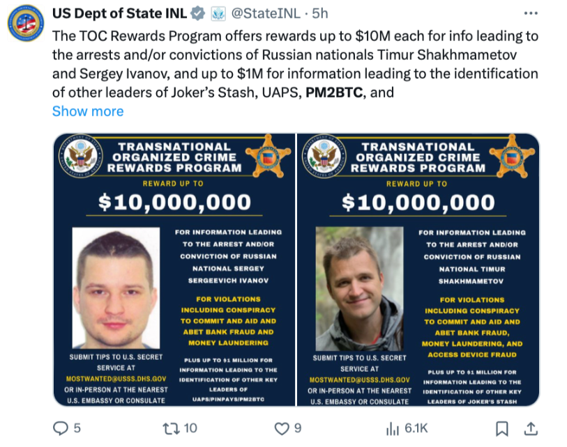 State Department Rewards for Russian Cybercrime Information — U.S. Department of State