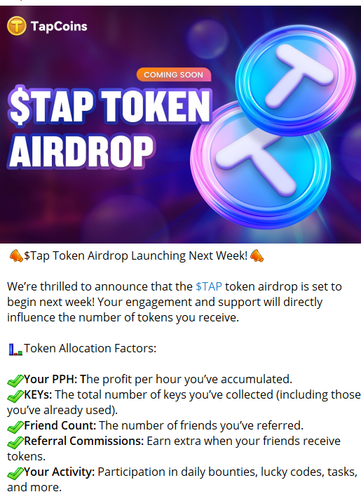 Stap Token Airdrop Announcement | TapCoins