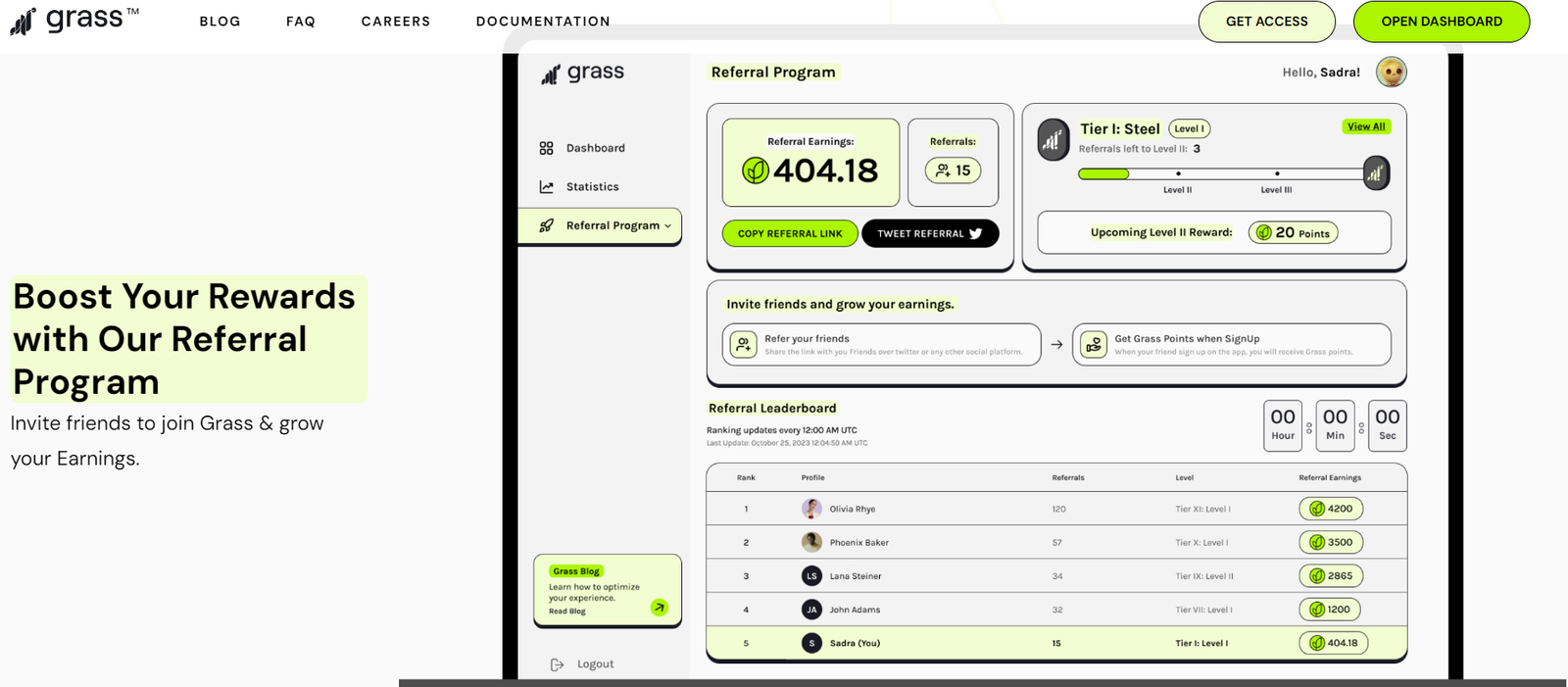 Grass Referral Program Dashboard - grass.io