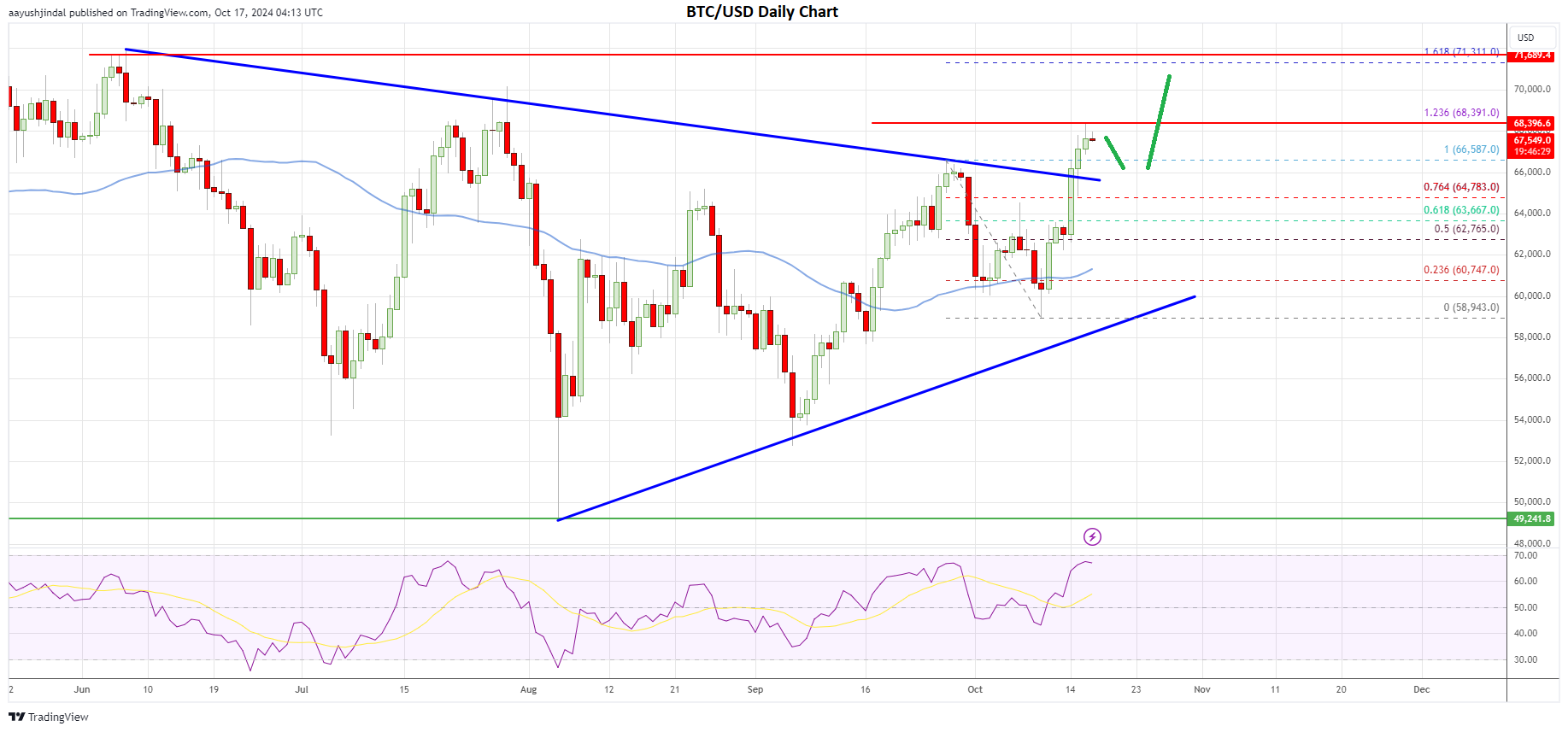 Bitcoin price daily chart | Source: BTC/USD on TradingView.com