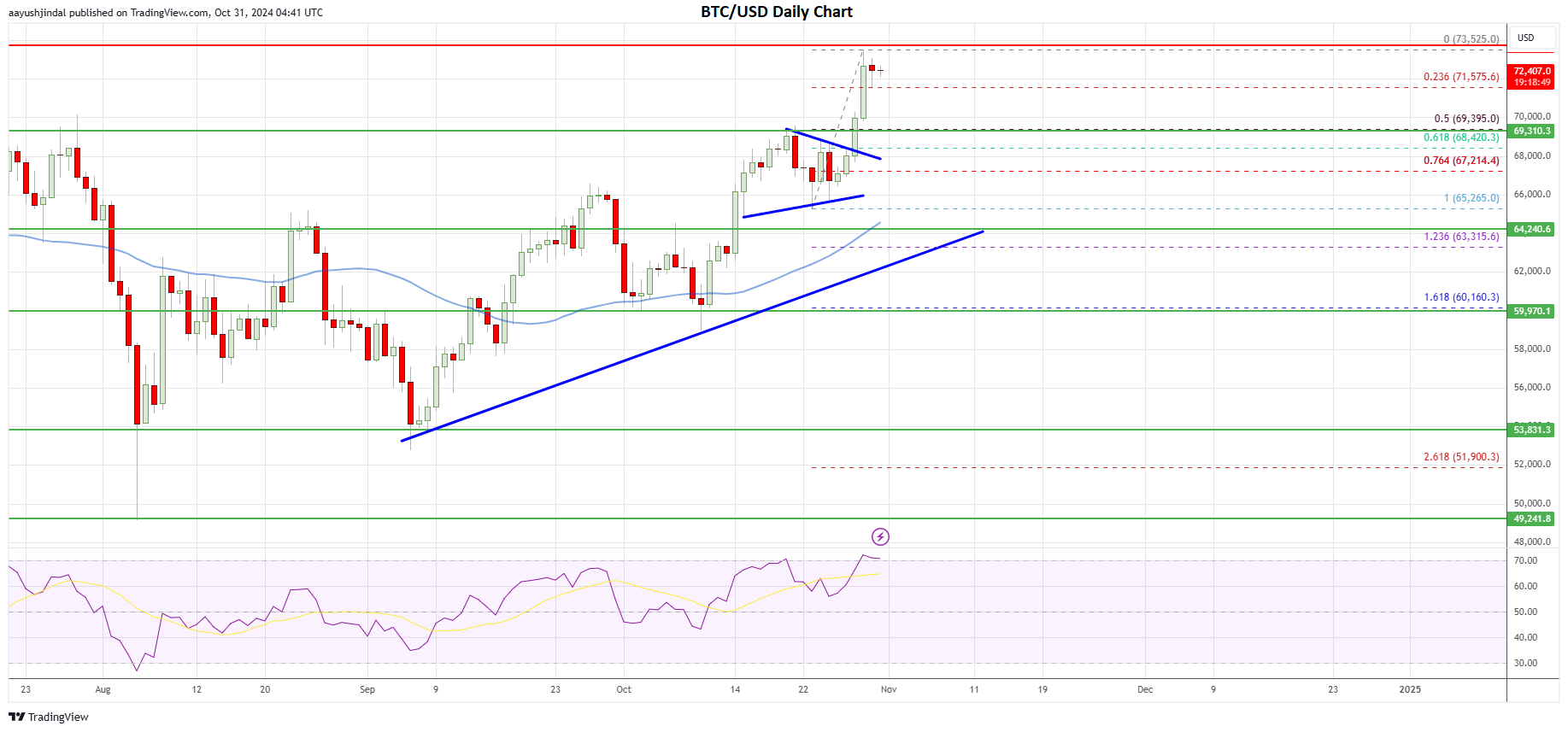 Bitcoin price daily chart | Source: BTC/USD on TradingView.com