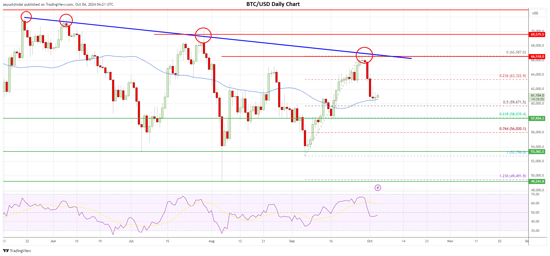 Bitcoin price daily chart | Source: BTC/USD on TradingView.com