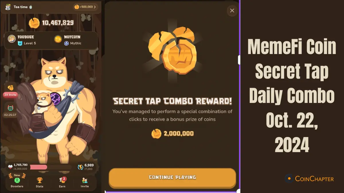 MemeFi Coin Secret Tap Daily Combo Oct. 22. 2024