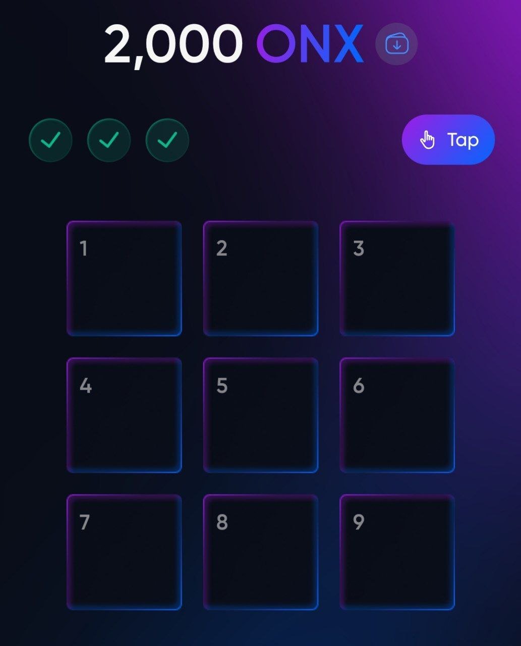 ONX Reward Game Interface – Source: ONUS