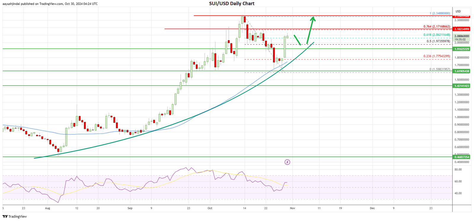 Sui price daily chart | Source: SUI/USD on TradingView.com