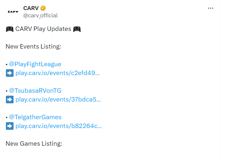 
CARV Play Event Updates | Source: CARV Official 